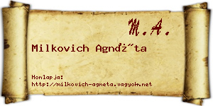 Milkovich Agnéta névjegykártya